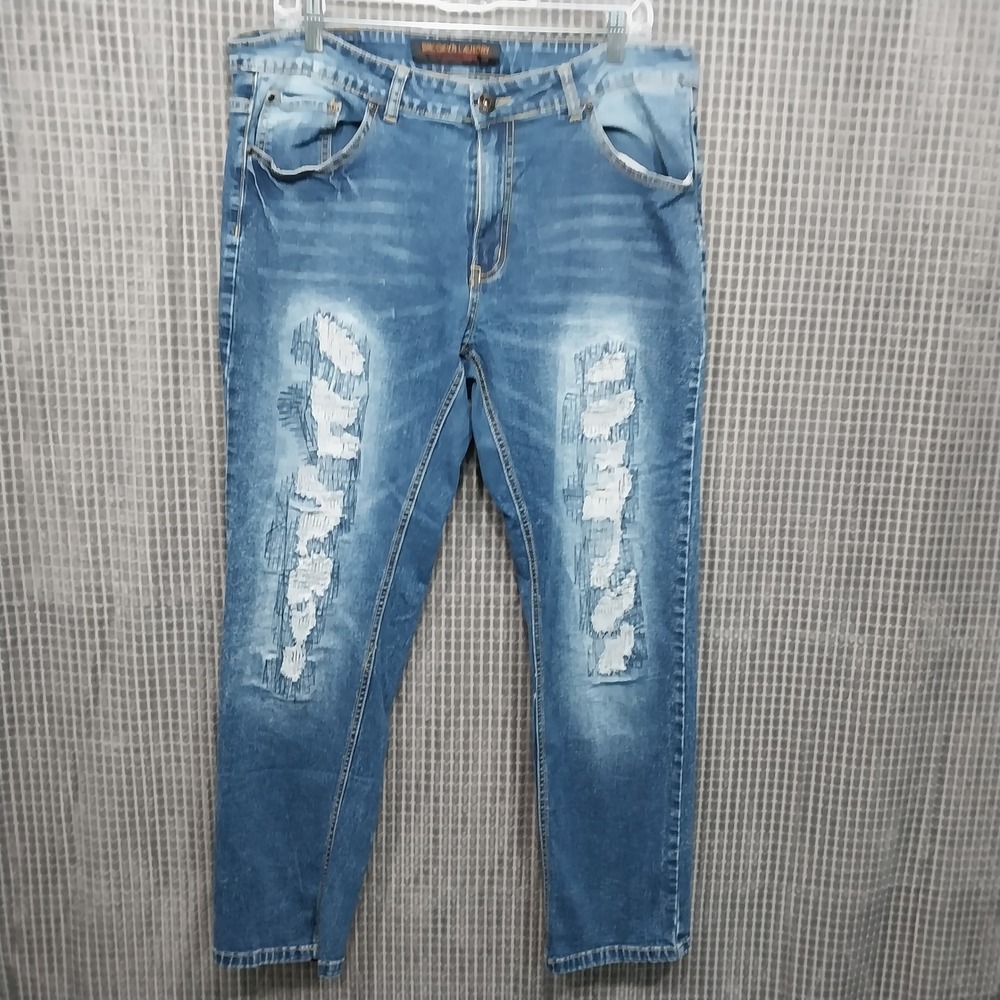 Brooklyn Laundry Jeans Mens Distressed Straight Leg 36x30 Blue